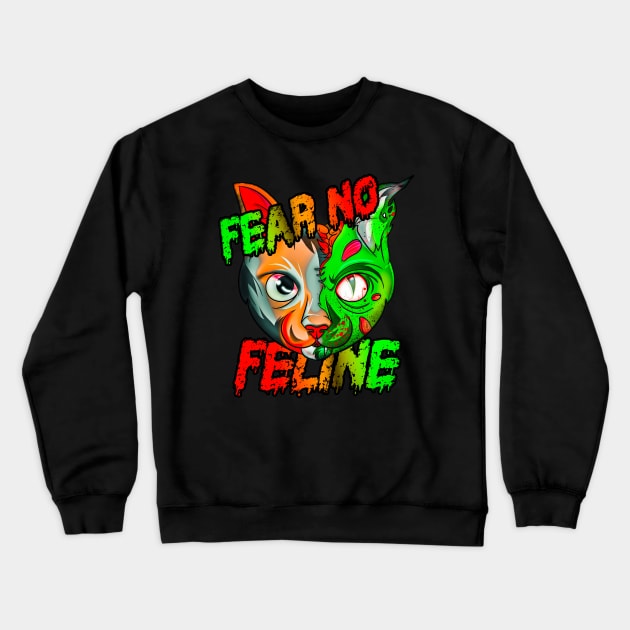 Fear No Feline Zombie Crewneck Sweatshirt by Trendy Black Sheep